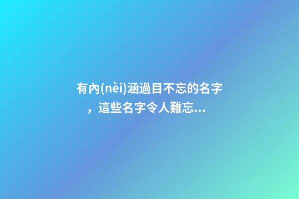 有內(nèi)涵過目不忘的名字，這些名字令人難忘（有內(nèi)涵過目不忘的名字,這些名字令人難忘的成語）